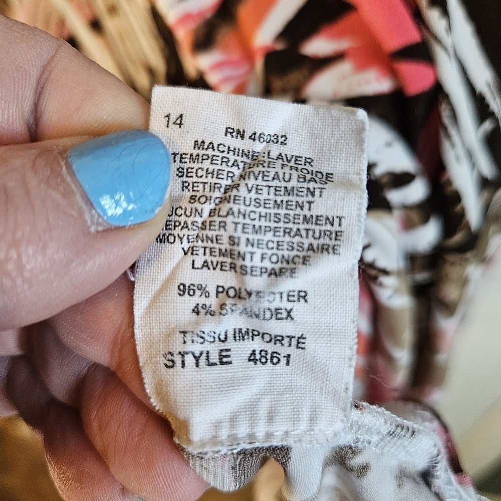 N Touch Size 1X 3/4 Length Tropical Blouse GUC - Picture 6 of 9